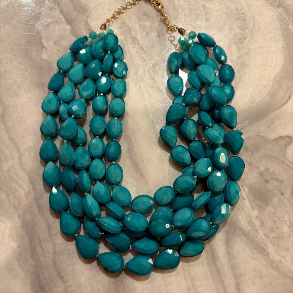 Serafina Elegant Teal Beaded Layered Necklace